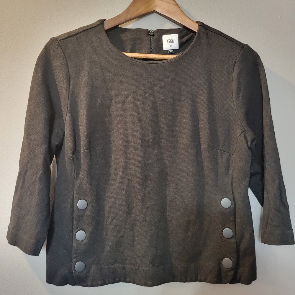 CAbi Utility Shirt Black Osaka Nights Side Snaps Back Zip Classic Womens Size M
